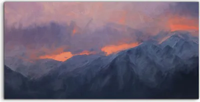 Produktbild von Coloray Acrylbild 100x50  Wandbild Acrylbilder Foto Bild Dramatische Berge am Abend