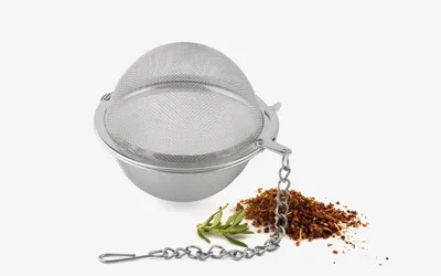 Teeball aus Edelstahl, 5,5 cm, silber, mit Kette