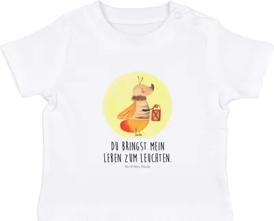 Produktbild von Mr. & Mrs. Panda Babyshirt Glühwürmchen 0. - 6. Monat - Weiß - Geschenk, T-Shirt Baby, Baumwolle Shirt, Liebe, Kurzarmshirt, Falter, Glühwurm, , Lieblingsmensch