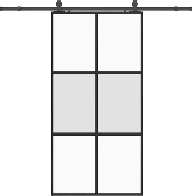 Obrázek produktu pro vidaXL Posuvné dveře s černým kováním 102,5x205 cm tvrzené sklo