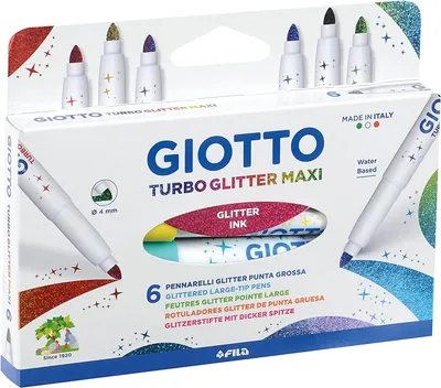 Image de GIOTTO F426600 Stylo fibre Turbo Glitter Maxi - 6 couleurs assorties