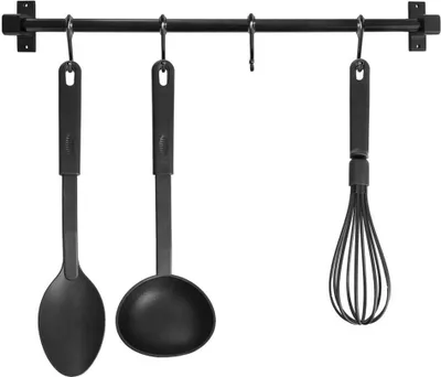 Produktbild von Orion Hakenleiste für Küchenutensilien Hängeleiste Küchenreling aus Metall schwarz 50,5 cm