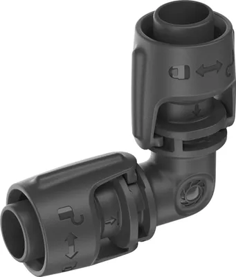 Produktbild von Gardena Micro-Drip-System L-Stück 13 mm (1/2 Zoll): Rohrverbinder für die Richtungsänderung des 13 mm Verlegerohre, werkzeuglose Montage, wiederverwendbar (13202-20)