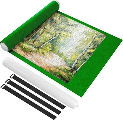 Imagen del producto de Alfombrilla de fieltro para puzzles, plegable, apta para hasta 1500 piezas, con ayudas para la clasificación, ideal para niños y adultos