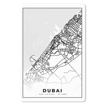 Produktbild von MuchoWow® Mauspad Mousepad Dubai - Karte - Stadtplan - Schwarz und weiß 18x27 cm - Mousepads - Maus Mat - Pad - Mausunterlage
