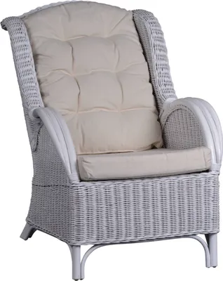 Produktbild von MiaMöbel Sessel 70x96x93 cm Landhausstil 100% Baumwolle Rattan Weiß