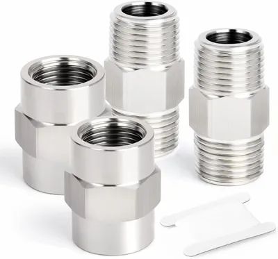 Productafbeelding van Pijpkoppelingen 4 stuks - Leidingverbinder - Buizen verbinden - Gesmeed roestvrij staal - 1/2 inch - Zilver