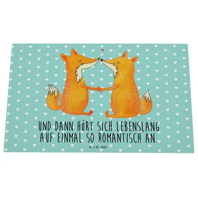 Produktbild von Mr. & Mrs. Panda Schneidplatte Glas Füchse Liebe - Türkis Pastell - Geschenk, Hackbrett, Fox, Freundin, Schneidebrett Aus, Ehe, Fuchs, Glasschneidebrett, schneidbrett