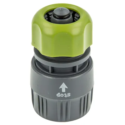 Image de Raccord de tuyau Hydro-Fit Raccord à clic avec arrêt d'eau pour tuyau 1/2 pouce (Ø 12 mm) PVC-U Gris/Vert