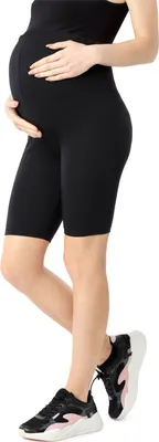 Produktbild von Be Mammy Damen Kurze Umstandsleggings aus Baumwolle BE20-285 (Schwarz, S)