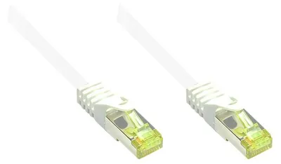 Produktbild von RJ45 Patchkabel mit Cat. 7 Rohkabel und Rastnasenschutz (RNS®), S/FTP, PiMF, 500MHz, weiß, 20m, Good Connections®