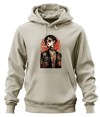 Produktbild von Yakuza Girl Tattoo Anime Streetwear Japan Y2K Manga Tokyo Hoodie Kapuzenpullover, Natur, 3XL