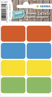 Produktbild von HERMA Haushalts-Etiketten HOME 26 x 40 mm farbig sortiert 32 Etiketten auf 4 Blatt