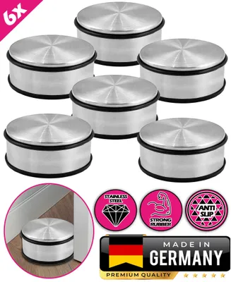 Produktbild von 6x Türstopper Edelstahl massiv - Schwerer Türstopper Boden 1,2 Kg/Stk., Door Stopper im modernen Design versehen mit Gummiring zum Schutz der Türen