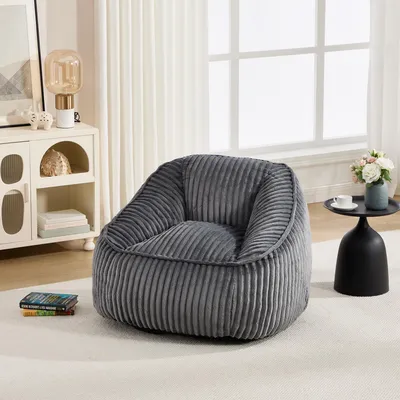 Imagen del producto de STILVORA: Puf con relleno de espuma viscoelástica, sillón tipo "bean bag" de felpa, sillón de relax para salones, apartamentos y dormitorios