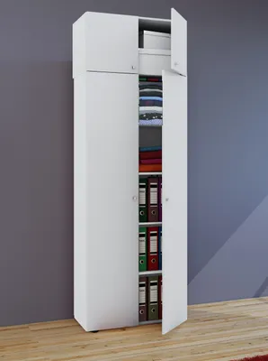Produktbild von VCM Holz Dielenschrank Mehrzweckschrank Flurschrank Allzweckschrank Vandol SA Höhe 218 cm: Weiß