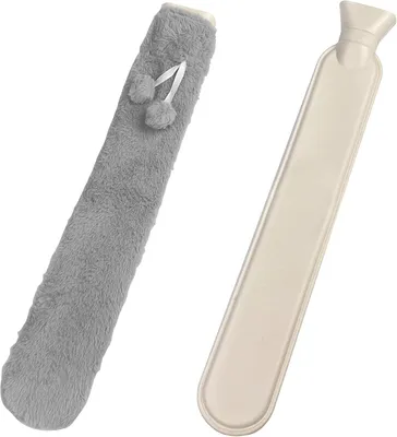 Productafbeelding van Lange, verwarmbare waterkruik met hoes, 1 liter, zachte waterkruik, lange waterkruik voor nek, schouders, buik en rug (grijs)