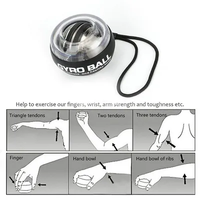 Produktbild von ANTCOOL LED-Gyroskop Power Handgelenk Ball mit Auto-Start, Arm- & Handmuskeltrainer aus Edelstahl, bis zu 61kg Kraft, über 12.000 U/min