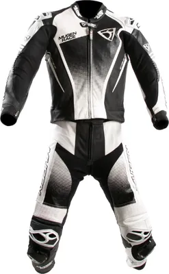 Image de MUGENRACE Sidegun perforé 2 pièces moto combinaison cuir, noir/blanc, 54
