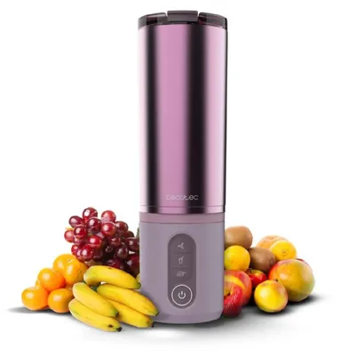 Obrázok produktu pre Cecotec Prenosný mixér Power Titanium Shake2Go Candy Steel. 180W, kovová fľaša 600ml bez BPA, 3 automatické programy