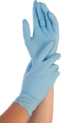 Produktbild von Franz Mensch Nitrilhandschuhe ALLFOOD SAFE, puderfrei, 10 x 250 Stück, blau, Größe M