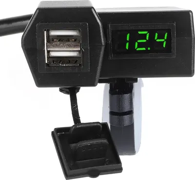 Image de Adaptateur universel de prise de charge USB double pour moto avec affichage du voltmètreVert