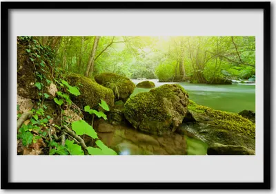 Produktbild von Bild 100x70 MDF-Rahmen Wandkunst See Fluss Natur
