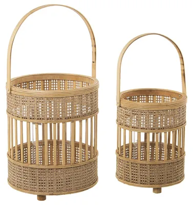 Productafbeelding van Set van 2 houten lantaarns, afmetingen 27 x 32 cm en 20 x 27 cm