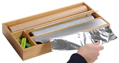 Folien-Dispenser aus Bambus, natur, 42 x 19 x 5,4 cm