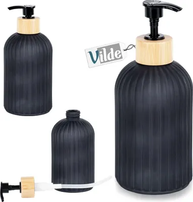 Zdjęcie produktu dla Vilde dozownik mydła w płynie Dozownik płynu do mycia naczyń wykonany ze szkła czarny 400 ml