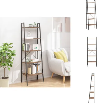 Produktbild von vidaXL Standregal mit 5 Böden Dunkelbraun und Schwarz 56x35x174 cm -  Bücherregale & Bücherschränke