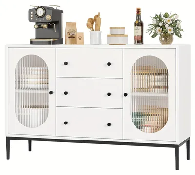 Immagine prodotto di Mobile contenitore - Comodino - Armadio contenitore - Cassettiera - Mobiletto laterale - Bianco, nero, legno - Ripiani regolabili