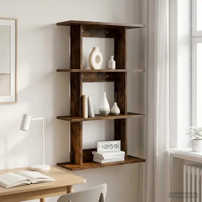 Productafbeelding van Maison Exclusive - Wandplank met wandbevestiging, gerookt eikenhout, 56 x 20 x 90 cm
