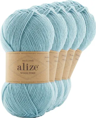 5 x 100g Sockenwolle Alize Wooltime 75% Wolle OEKO-Tex 100 Strickgarn Häkelgarn Farbwahl 522 hellblau