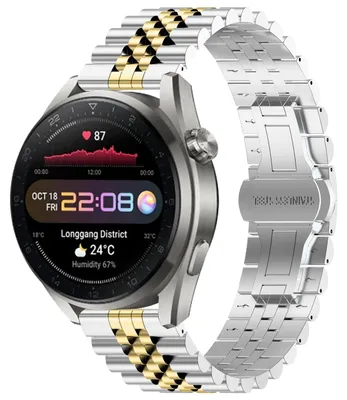Produktbild von By Qubix passend für Huawei Watch GT 3 Pro - 43 mm - Edelstahlarmband - Silber / Gold