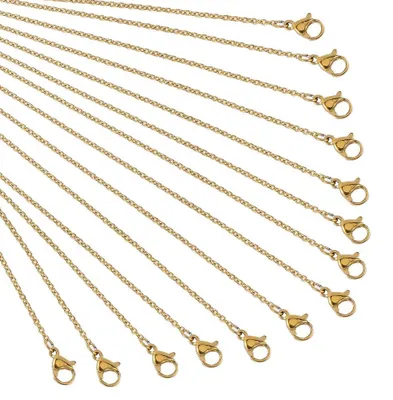Produktbild von Edelstahl-Drahtkette - Mit Karabinerverschluss für Anhänger - DIY Schmuckherstellung - 20 Stück, 45 cm, goldfarben