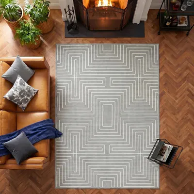 Immagine prodotto di Tappeto Tribesigns a pelo corto con motivi geometrici, 160x230 cm, antiscivolo, lavabile,  Oeko-TEX, per soggiorno, camera da letto e camera dei bambini, grigio