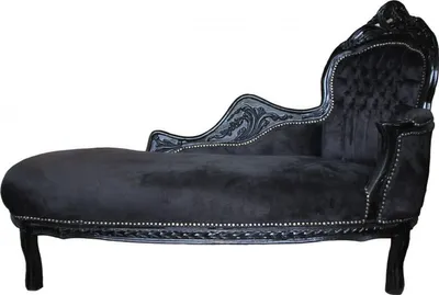 Casa Padrino Barock Chaiselongue Recamiere Liege Schwarz Samtstoff Samt Möbel