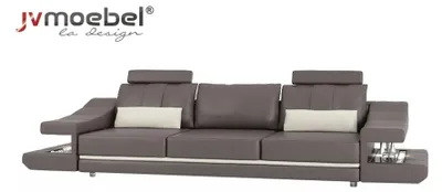 Immagine prodotto di Divano moderno di design a 3 posti, tappezzeria tessile, divani angolari marroni