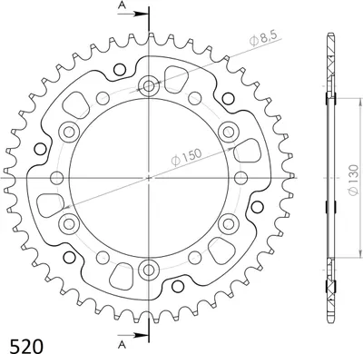 Produktbild von Stealth-Kettenrad Supersprox 520 - 45Z (gold) RST-245/3:45-GLD|ID 130,0 LK 150,0 6-Loch