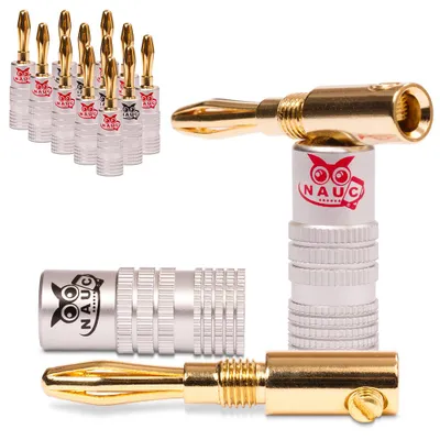 Produktbild von 14x Bananenstecker Bananas 24K vergoldet NAUC High End Banana für Kabel bis 6mm²