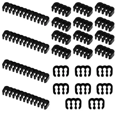 Produktbild von PolkaHome® 24-teilige Kabelkämme Kabelhalter Kabelorganizer Kabelclips Kabelmanagement-Set für PC Büro Zuhause – Schwarz