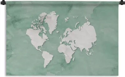 Produktbild von MuchoWow® Wandteppich Wandbehang Weltkarte - Grün - Aquarell 60x40 cm Tapisserie Dekoration Wandtuch - Wanddekorationen