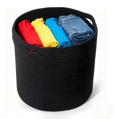 Obrázok produktu pre Úložný kôš 30 x 30 cm, čierny, s rukoväťami, pre domácnosť