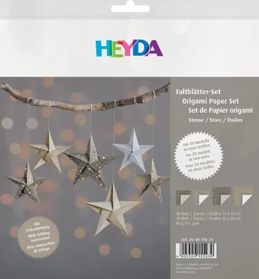 Produktbild von HEYDA Faltblätter-Set "Sterne Stone" 200 x 200 mm 80 g/qm