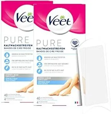 Produktbild von Veet Kaltwachsstreifen Beine sensible Haut 2 x 40 Stück