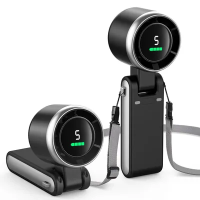 Produktbild von 13350 U/min Sehr starker Wind, 3600mAh handventilator akku aufladbar, Tragbarer Mini Ventilator mit 5 Geschwindigkeiten Digitalanzeige für Reisen