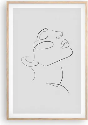 Produktbild von Gerahmtes Poster - Rahmen in heller Eiche - Stück Linear Gesicht - 61x91,5 cm - Wand Bild - Wanddeko - Wandbilder - Kunstposter - Wandposter - Bilderrahmen - Bilder - Kunstdruck - P2NPA61x91-4823