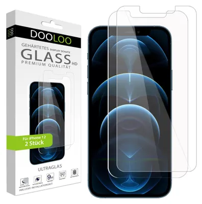 Produktbild von 2x iPhone 12 Panzerglas Panzerfolie Schutzglasfolie Displayschutzglas Echt Glas Schutz Folie Display Glasfolie 9H