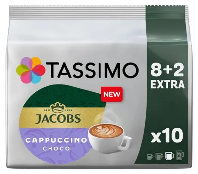 Obrázek produktu pro Kapsle Tassimo Cappuccino Choco Coffee, kompatibilní s kávovými automaty Bosch Tassimo, 10 kusů.